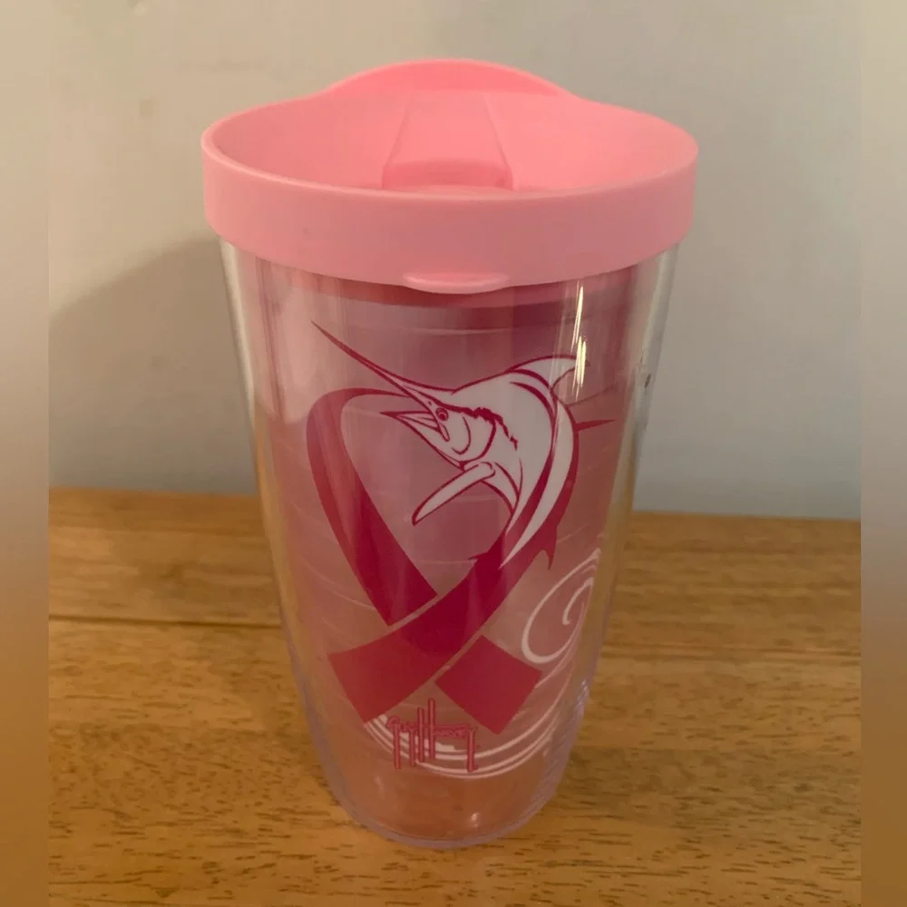 Tervis Tumbler Guy Harvey Pink Ribbon Breast Cancer Awareness Wrap 16oz NEW